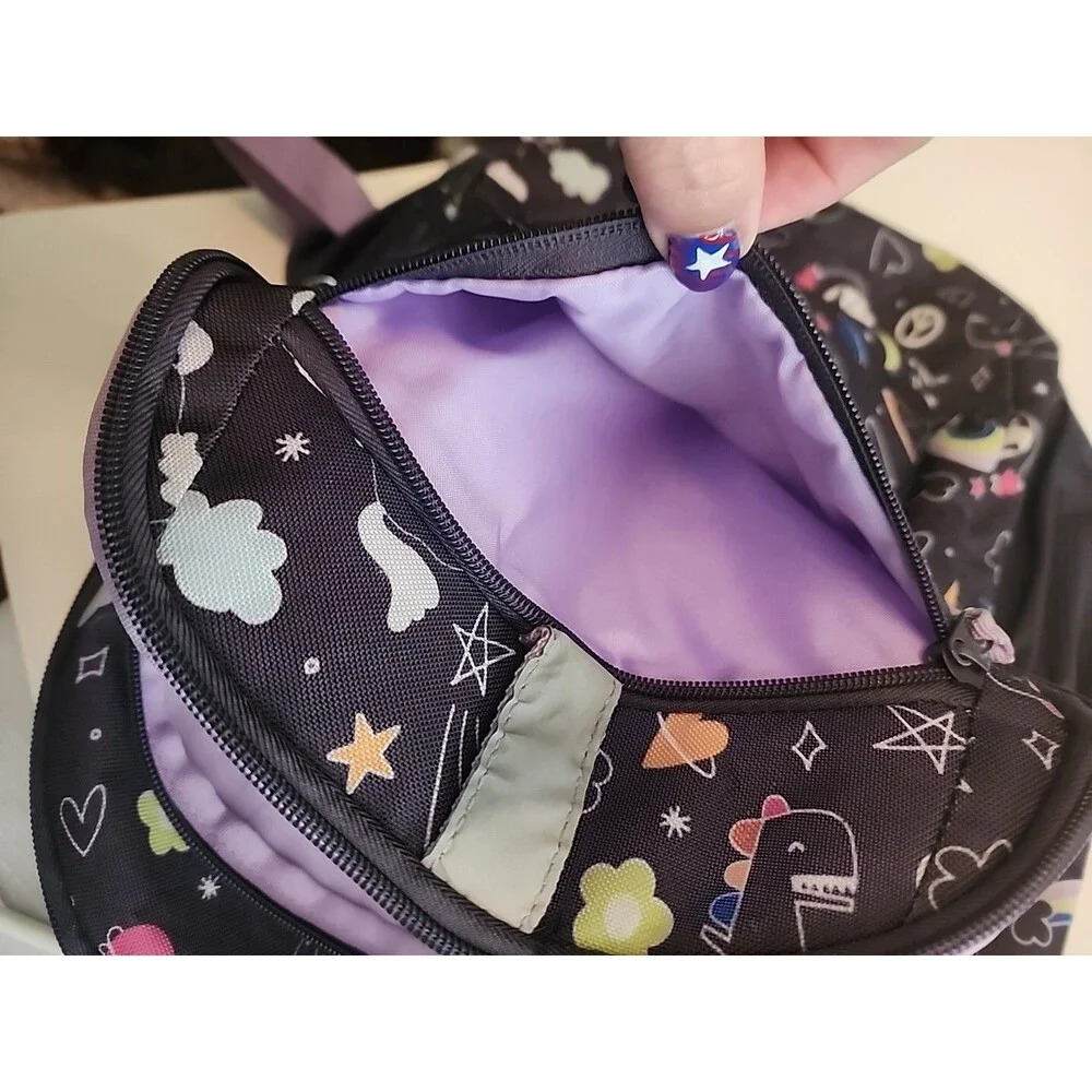 Girls Dark Gray/Purple Rainbow Unicorn Backpack Pre-Owned